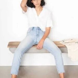 Madewell The Perfect Summer Straight Crop Light Wash Blue High Rise‎ Jeans Sz 25